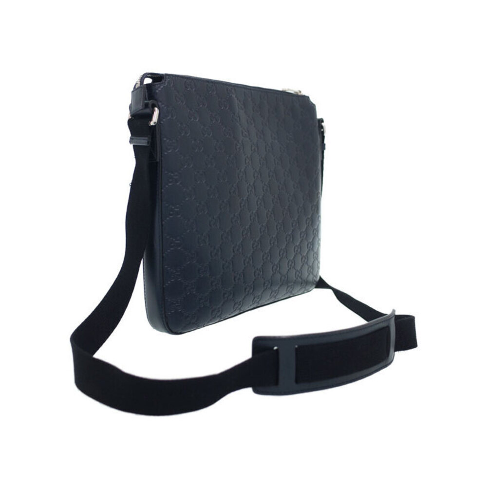 Gucci Crossbody Bag Signature ssima Leather Messenger Black